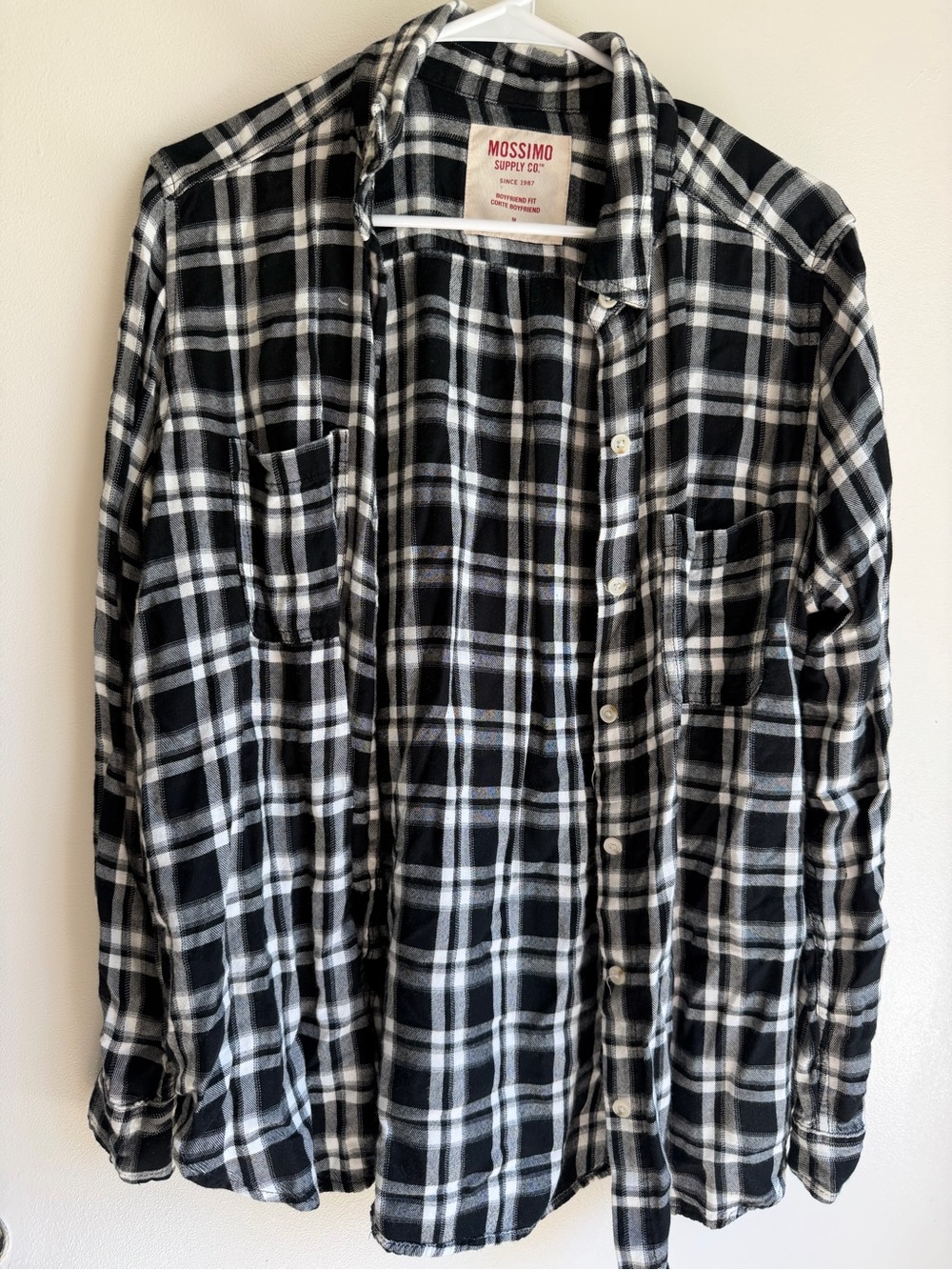 Mossimo Black & White Plaid Flannel Shirt